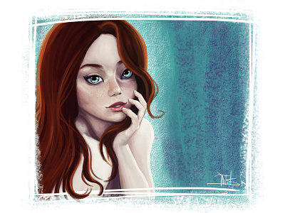 Study character design freckles ginger girl redhead study