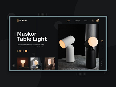 Table lamp Header exploration 2020 adobexd black clean ui concept creative dark ui lamp table lamp ui ux webdesign