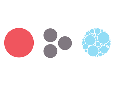 Different Products, Same Brand blue circles grey infographic red