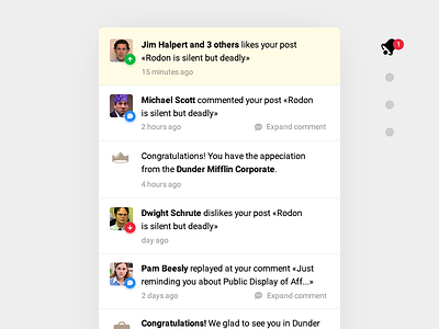 Dunder Mifflin Infinity Notifications interface notifications