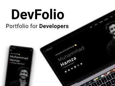 DevFolio - Developers Portfolio dark theme design developer flutter portfolio programmer responsive design ui ux web design