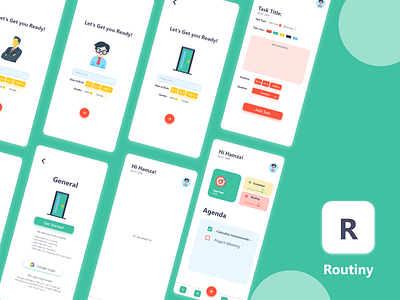 Routiny - App for Daily Routine adobe xd app design daily routine mobile app responsive design routine based app student todo