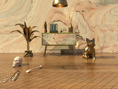 Living Room 3d cinema 4d dog living room skull