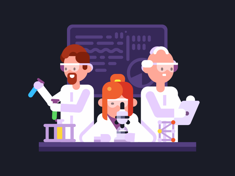 Laboratory 2d after effects animation characters explainer flat gif laboratory loop minimalism scientists