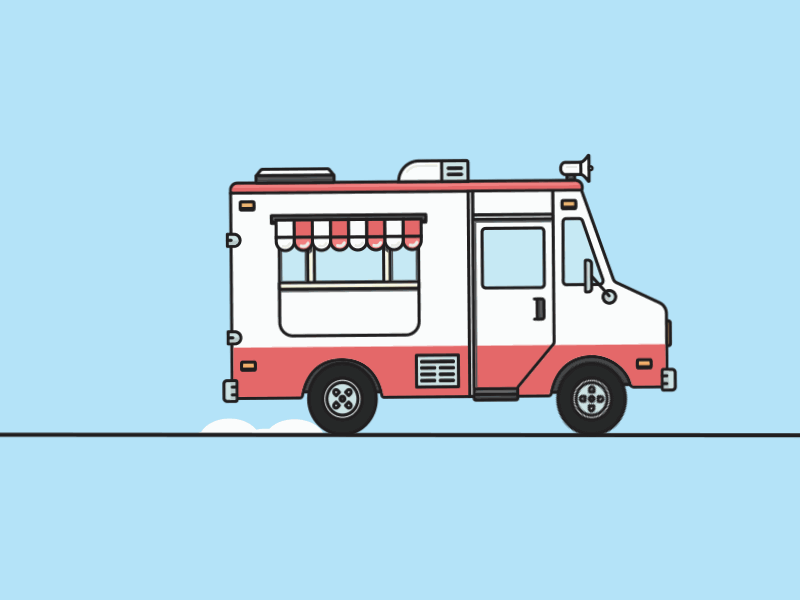 Ice Cream Truck after effects animation car clean flat icecream illustration line out pink sweet truck