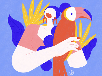 Women with parrot illustration illustration art illustrator procreate women