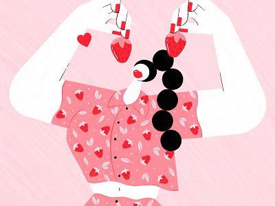 Strawberries passion illustration illustration art procreate strawberry women