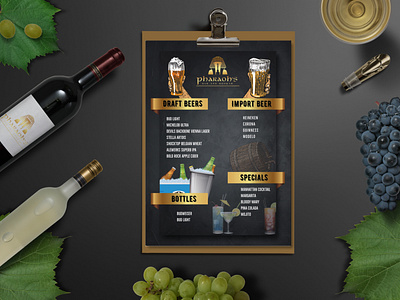 Bar and Hookah Menu bar menu business cafe menu classic menu design drink menu drink menus illustration logo menu promo screen menu ui