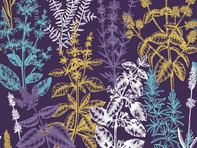 Mint plants vector pattern backdrop botanical botanical art botanical illustration design floral art floral designs hand sketched illustration pattern design pattern designer seamless pattern surface design vector