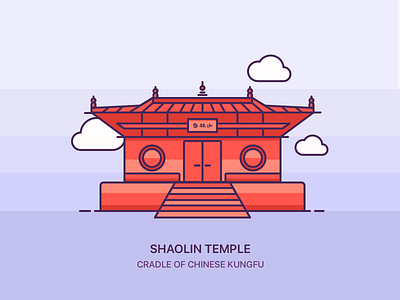 Shaolin temple china icon illustration kungfu outline