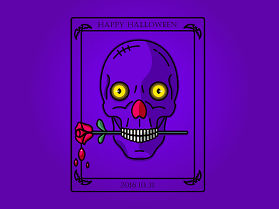 Happy Halloween bat blood card eyes flower halloween head icon illustration skull smile tooth