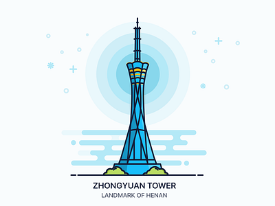 Zhongyuan Tower building china henan icon illustration landmark outline tourism tower zhengzhou