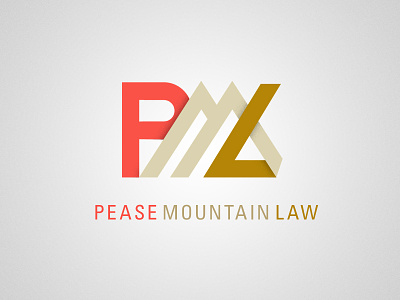 Pease Mountain Law beige dimension gold law lawfirm letters logo monogram red shadowing typography