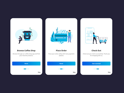 Onboarding page for an Online Coffee Shop