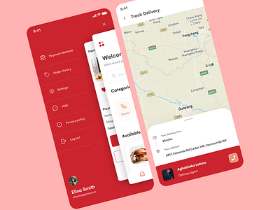 Food delivery menu/map