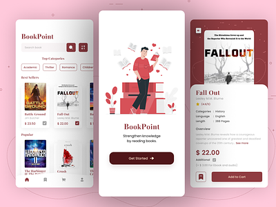 BookPoint Book Store Mobile App Design app design best design book app book shop book shop app book store book store app clean design ebook ecommerce figma mobile app mobile app design ui ui design uidesign uiux uiux design ux ux design