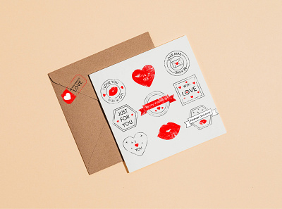 Romantic stamps 2021 design envelopes illustration romantic stamps valentines vector