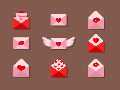 Icons "Valentine's Day" 2021 design envelopes heart icons illustration valentine day valentines vector