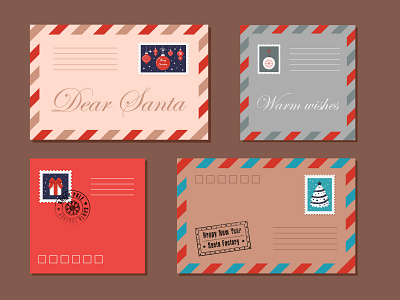 Christmas envelopes " Dear Santa..." 2021 christmas dear santa design happy new year illustration merry christmas new year vector