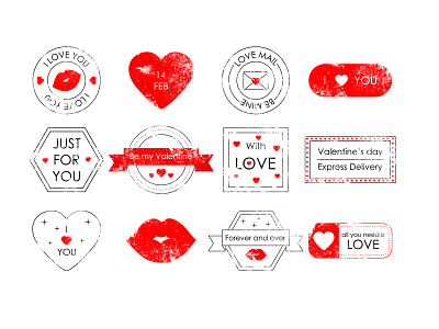 Print for Valentine's Day 2021 design envelopes illustration stamps valentines vector