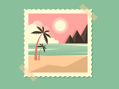 Summer landscape design illustration vector