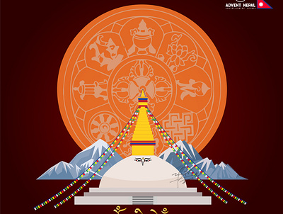 Swayambhu, Nepal design illustration nepal swayambhu