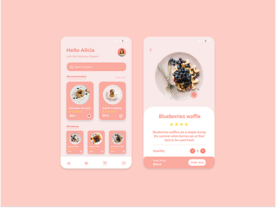 Dessert Delivery App clean dessert food pink