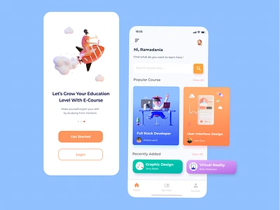 Mobile UI Design : E Course 📚 app app design clean clean design clean ui course design ecourse elearning courses good learn mobile ui trendy trendy design ui ux