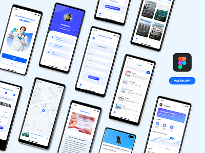 Vaksin App 💉 app app design blue clean clean design corona covid covid19 design doctor medical ui ux vaccine vaksin virus