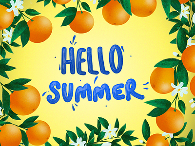 Hello Summer digital illustration illustration procreate typogaphy