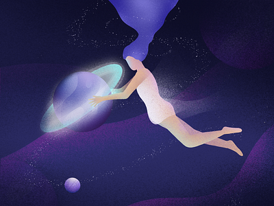 Floating through space design digital illustration illustration procreate