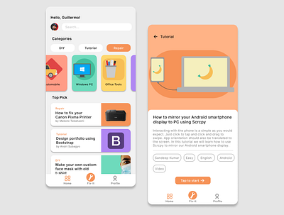 UI Design: Fix-it mobile app design ui design ux design vector