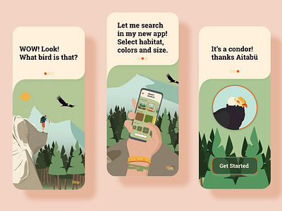 AitabÜ: Let's go birding app design illustration ui vector