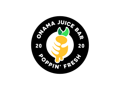 Onama Juice Bar | Logo Design circle logo design emblem emblem logo first shot fruit logo hand logo illustration juice bar logo logo logodesign negative space tropical fruit yellow logo
