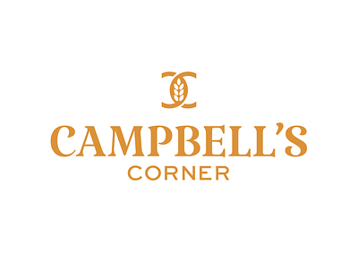 Campbell's Corner | Logo Design bakery bakery logo branding cafe logo design font design illustration logo logo grid logodesign orange logo wheat logo yellow logo