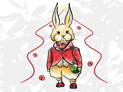 Christmas Rabbit character design draw graphic design illustration sketch