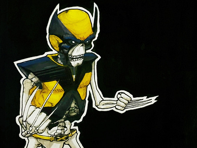 Boneverine illustration marker skull wolverine