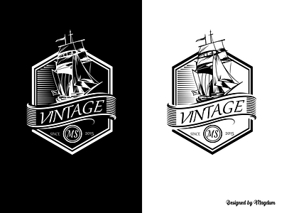 Retro Ship art design flat icon illustrator logo minimal retro retro logo ship vector vintage