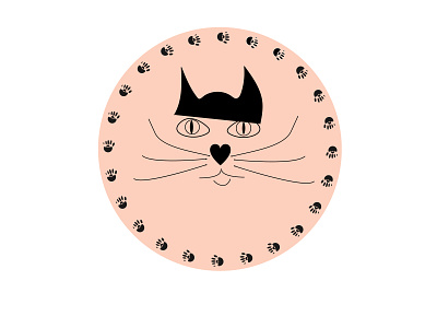 cat in hat or hairstyle vector clip art branding button cat illustration logo vector web