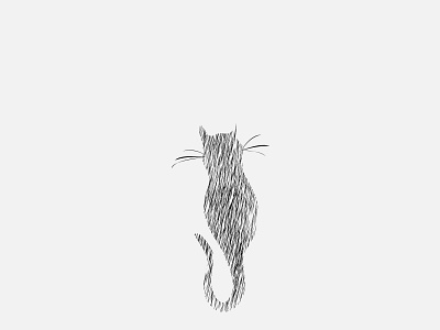 Cat sitting with its back looking into the distance black cat illustration logo vector
