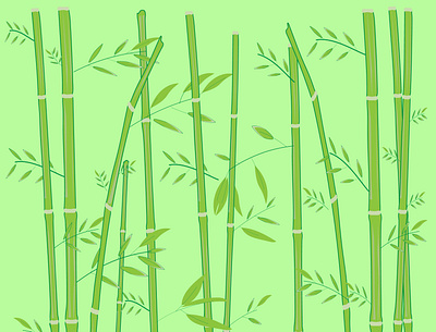 bamboo with branches and moldings on a green background abstract illustration logo vector