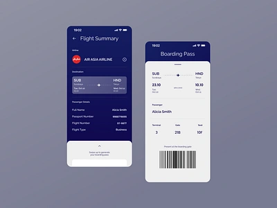 Mobile Boarding Pass app boardingpass book design eticket flight mobile plane ticket ticketbooking travel ui ux