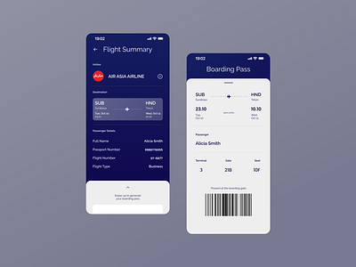 Mobile Boarding Pass app boardingpass book design eticket flight mobile plane ticket ticketbooking travel ui ux