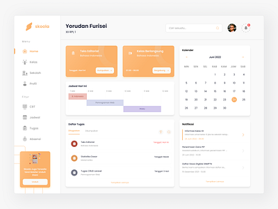 Skoola - Dashboard for Student college dashboard design desktop edtech education school student study teacher teaching ui ux web webapp