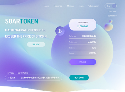 Soar token landing page crypto cryptocurrency firstscreen landing landingpage screen soar token ui ux