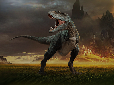 Fantasy Dinosaur - Photo Manipulation 3d 3dart branding burning castle digital art digital arts dino dinosaur fantasyart manipulate manipulation photo photo manipulation photography photoshop photoshop art photoshop manipulation