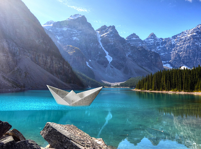 Paper boat - Photo Manipulation 3d 3dart boat branding design digital art digital arts illustration landscape manipulate manipulation origami paperboat photo photo manipulation photography photoshop photoshop action photoshop art photoshop manipulation