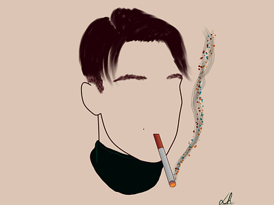 Portrait art cigarette colors illustration illustrator portrait simple smoke