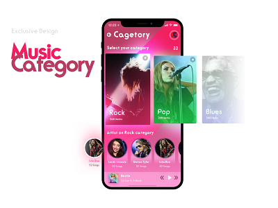 Music Category Application app branding creative design logo typography ui ux web website