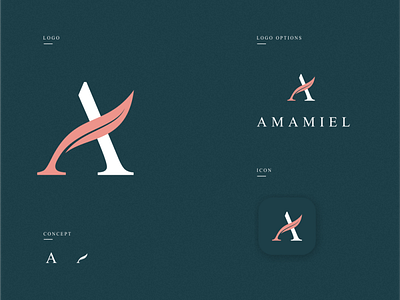 amamiel logo design app app icon brand branding business flat icon illustration letter a logo monogram simple logo
